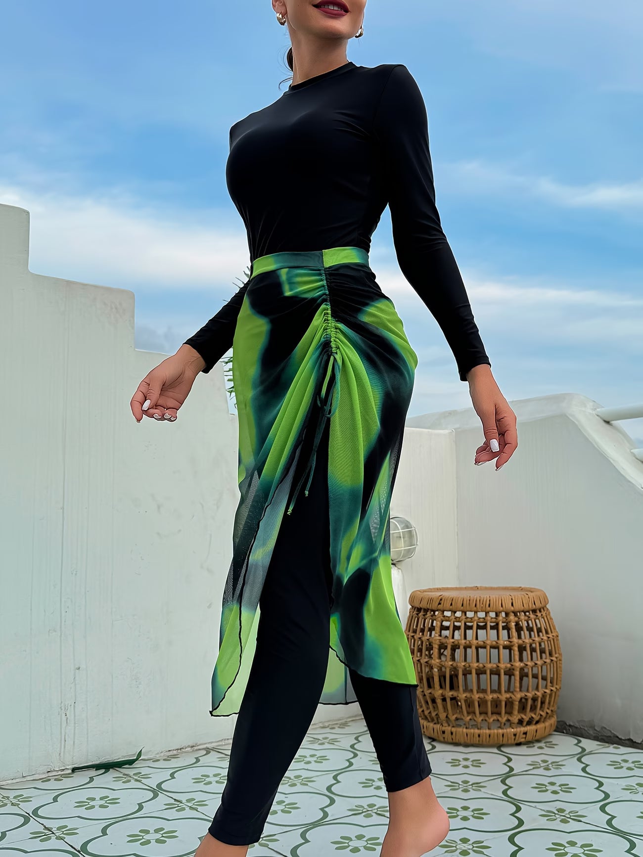 Burkini élégant avec paréo intégré – Confort, style et couverture complète