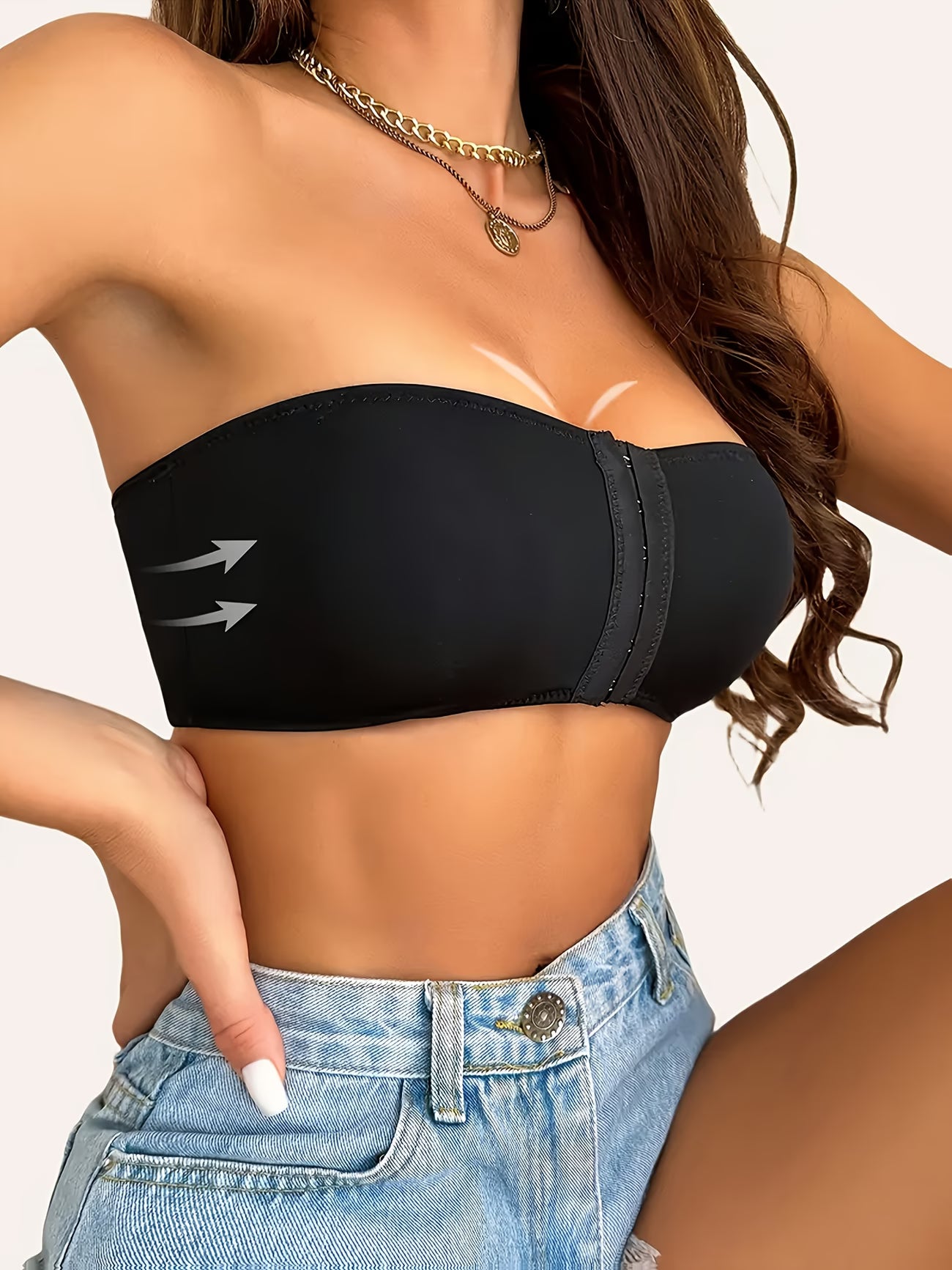 Lot de 2 Soutien-gorge bandeau push-up – Fermeture frontale réglable