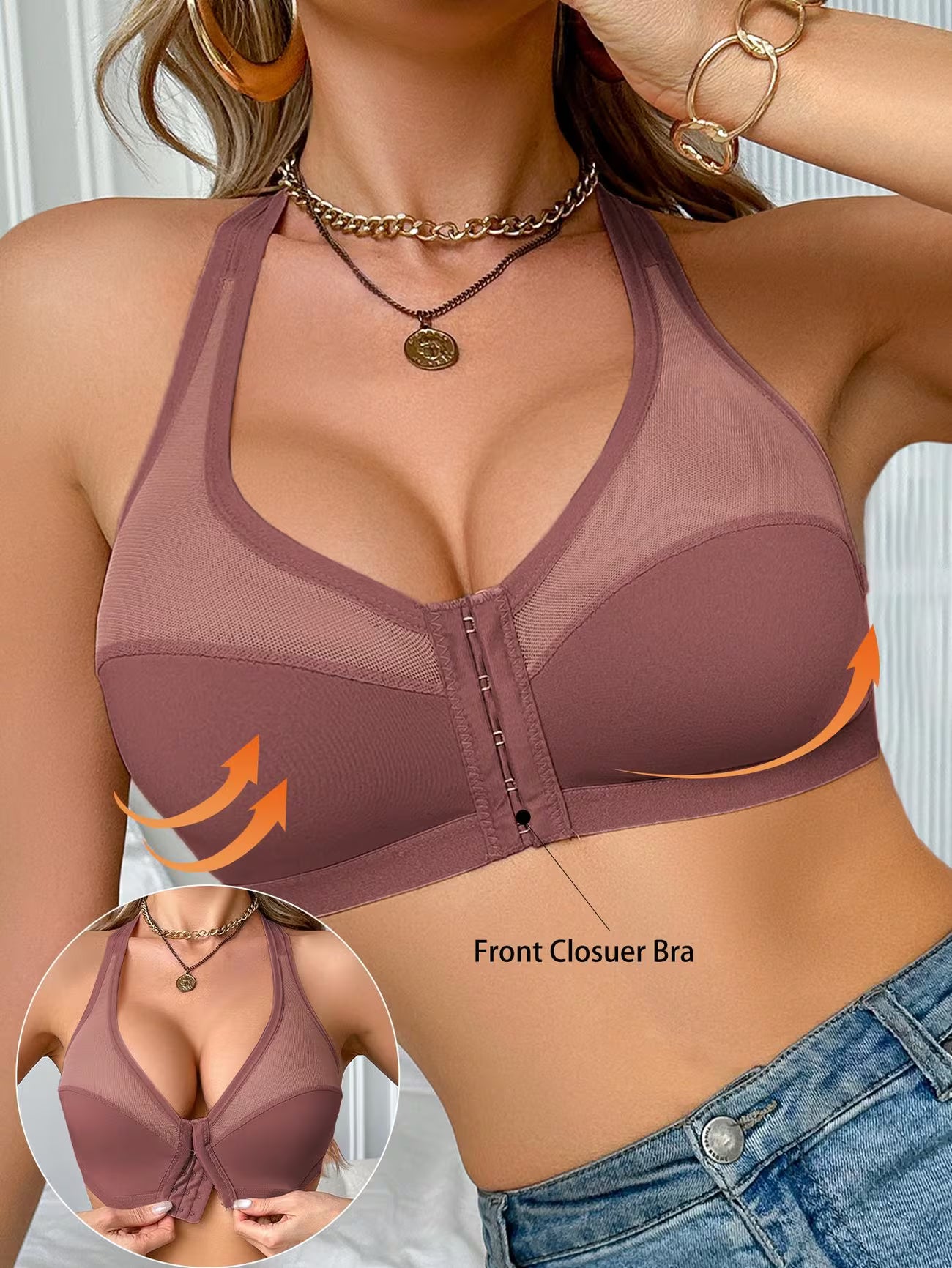 Soutien-gorge à fermeture frontale – Effet push & maintien anti-affaissement